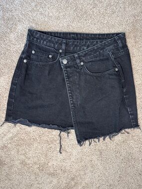 Ksubi Black Denim Mini Skirt with Logo Tag